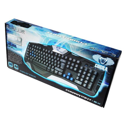 E-BLUE Combatant- EX, Klávesnice US, herní, podsvícené okraje, odolná proti polití typ drátová (USB), černá
