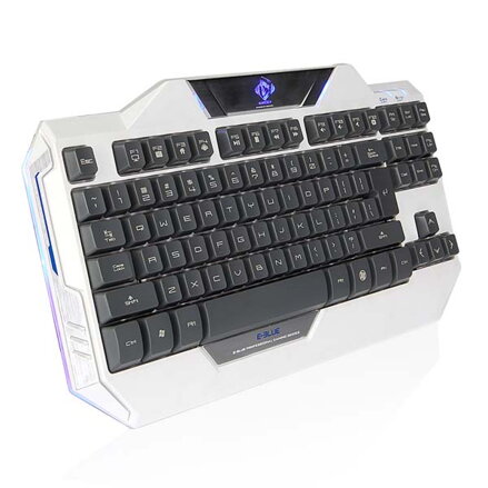 E-BLUE Auroza, Sada klávesnice s optickou herní myší, US, herní, drátová (USB), bílá