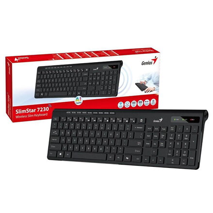 Genius Slimstar 7230 Copilot, klávesnice AA, CZ/SK, multimediální, slim typ bezdrátová, černá