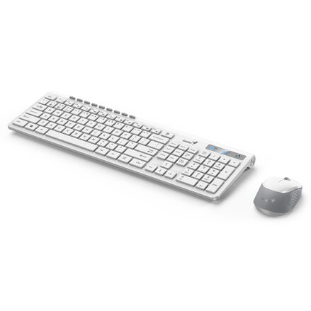 Genius SlimStar 8230, sada klávesnice s bezdrátovou optickou myší, 1x AA, 1x AA, CZ/SK, klasická, Dual-Mode typ bezdrátová, bílá,