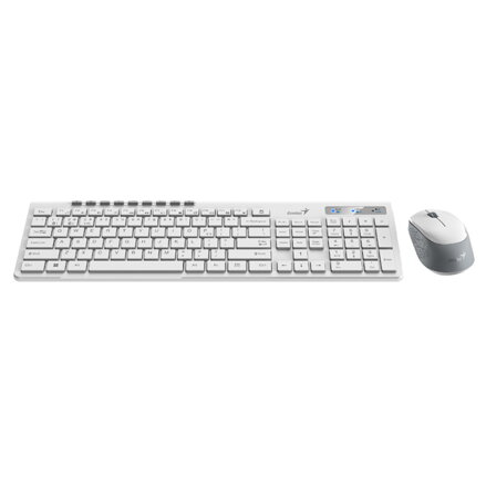 Genius SlimStar 8230, sada klávesnice s bezdrátovou optickou myší, 1x AA, 1x AA, CZ/SK, klasická, Dual-Mode typ bezdrátová, bílá,