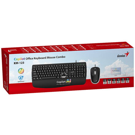 Genius KM-123 sada klávesnice drátová (USB) CZ/SK, černá s optickou myší
