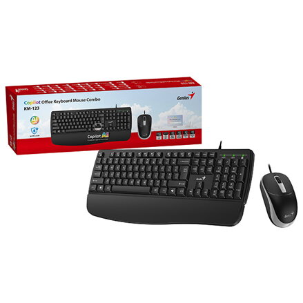 Genius KM-123 sada klávesnice drátová (USB) CZ/SK, černá s optickou myší