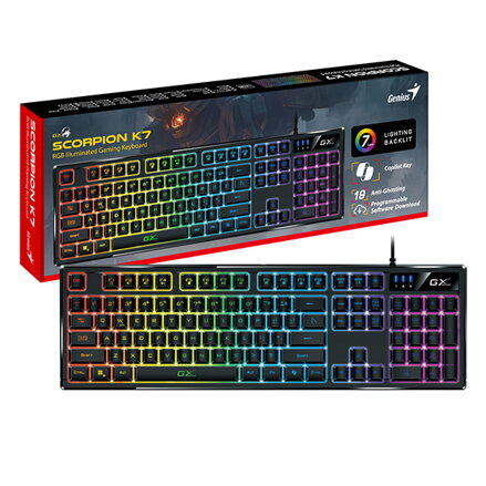 Genius GX Gaming Scorpion K7, klávesnice CZ/SK, herní, drátová (USB), černá, COPILOT