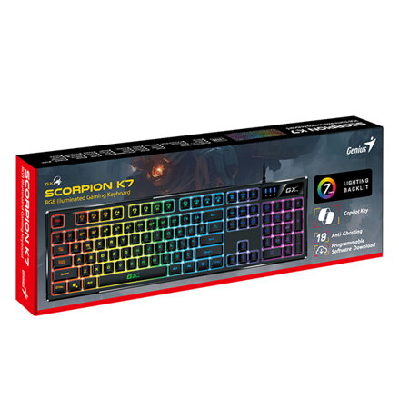 Genius GX Gaming Scorpion K7, klávesnice CZ/SK, herní, drátová (USB), černá, COPILOT