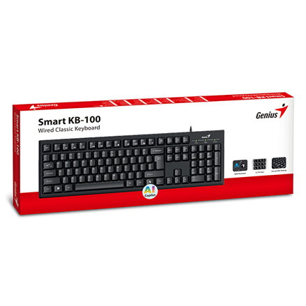 Genius Smart KB-100 COPILOT, klávesnice CZ/SK, klasická, drátová (USB), černá