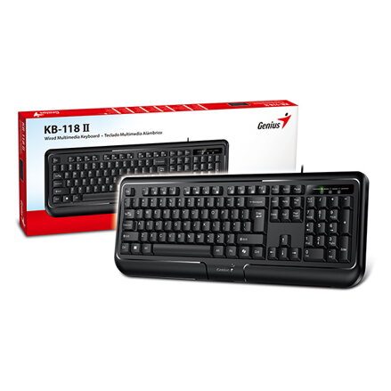 Genius KB-118 II COPILOT, klávesnice CZ/SK, klasická, voděodolná typ drátová (USB), černá