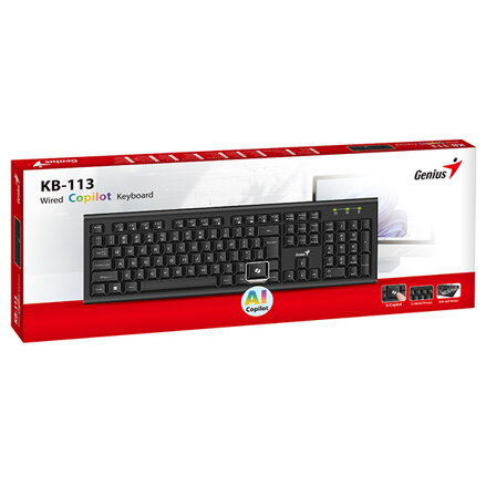 Genius KB-113 COPILOT, klávesnice CZ/SK, klasická, drátová (USB), černá