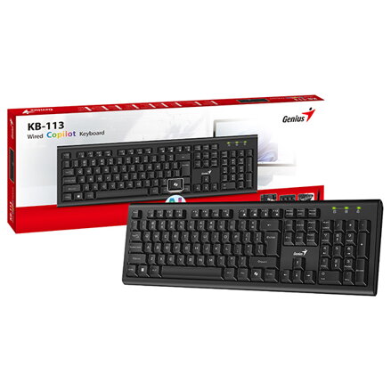 Genius KB-113 COPILOT, klávesnice CZ/SK, klasická, drátová (USB), černá