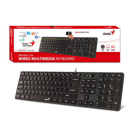 Genius SlimStar 126 COPILOT, klávesnice CZ/SK, klasická, drátová (USB), černá