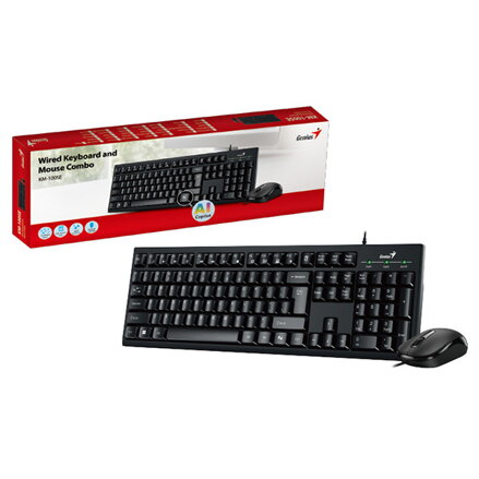 Genius KM-100SE COPILOT, sada klávesnice s optickou myší, CZ/SK, drátová (USB), černá