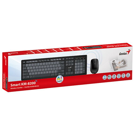 Genius Smart KM-8200 COPILOT, sada klávesnice s bezdrátovou optickou myší, CZ/SK, klasická, černo-šedá