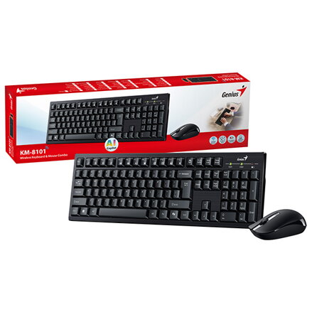 Genius KM-8101 COPILOT, sada klávesnice s bezdrátovou optickou myší, 1x AAA, 1x AA, CZ/SK, multimediální, nízkoprofilová typ bezdr