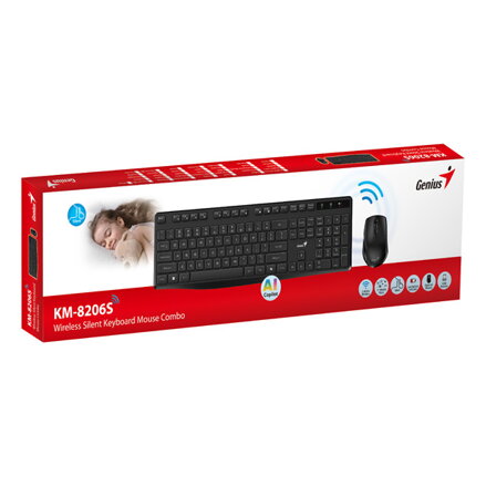 Genius KM-8206S COPILOT, sada klávesnice CZ/SK, klasická, 2.4 [Ghz], bezdrátová, černá