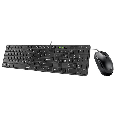 Genius SlimStar C126 COPILOT, sada klávesnice s optickou myší, CZ/SK, drátová (USB), černá, nízkoprofilová