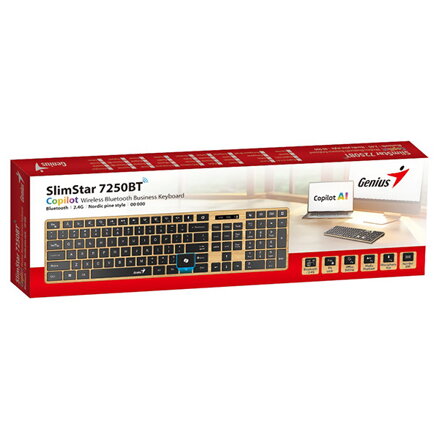 Genius Slimstar 7250BT Copilot klávesnice bezdrátová CZ/SK, béžovo-černá