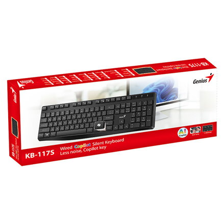Genius KB-117S COPILOT, klávesnice CZ/SK, klasická, drátová (USB), černá