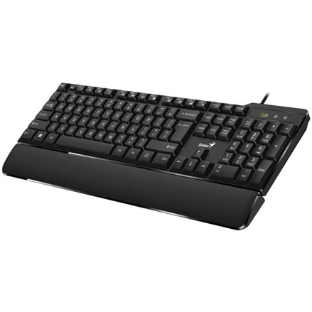 Genius KB-100XP, klávesnice CZ/SK, klasická, voděodolná, typ drátová (USB), černá, ergo předložka