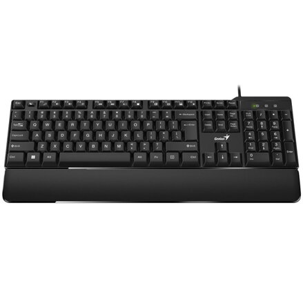 Genius KB-100XP, klávesnice CZ/SK, klasická, voděodolná, typ drátová (USB), černá, ergo předložka