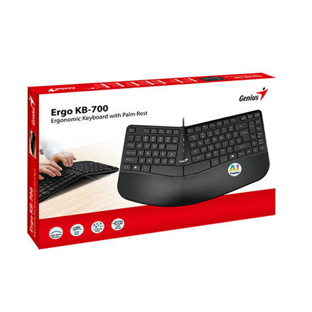 Genius Ergo KB-700, CZ/SK, ergonomická, drátová (USB), černá, Copilot