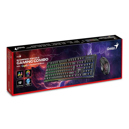 Genius GX GAMING Scorpion KM-GX3 Sada klávesnice drátová CZ/SK, černá mechanická