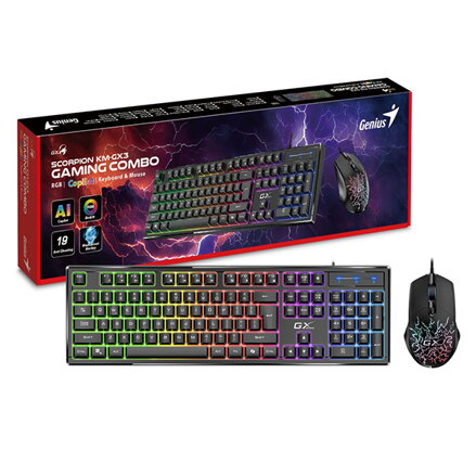 Genius GX GAMING Scorpion KM-GX3 Sada klávesnice drátová CZ/SK, černá mechanická