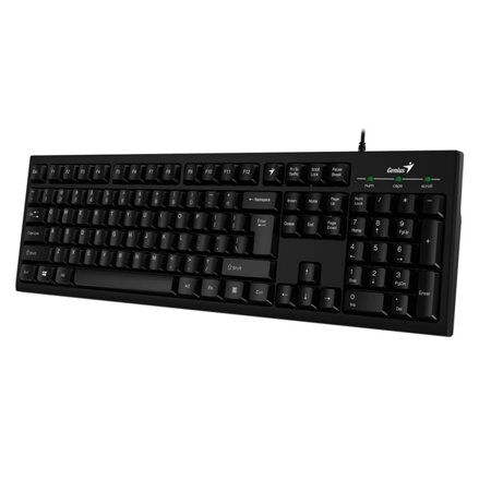 Genius Smart KB-100, klávesnice US, klasická, drátová (USB), černá, leštěný hliník