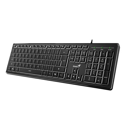 Genius SlimStar 820, klávesnice CZ/SK, slim typ drátová (USB), černá, Podsvícená