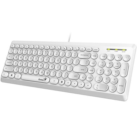 Genius Slimstar Q200, klávesnice CZ/SK, klasická, tichá typ drátová (USB), bílá, ne