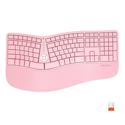 Meetion DirectorW Ergonomická klávesnice bezdrátová US, růžová