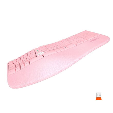 Meetion DirectorW Ergonomická klávesnice bezdrátová US, růžová
