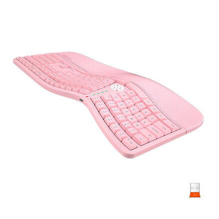 Meetion DirectorW Ergonomická klávesnice bezdrátová US, růžová