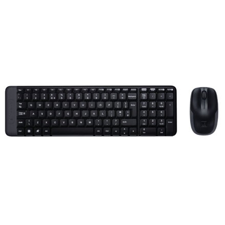 Logitech MK220, Sada klávesnice s bezdrátovou optickou myší, AAA, US, klasická, 2.4 [Ghz], bezdrátová, černá, 2x AA baterie pro my