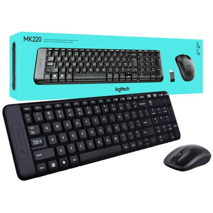 Logitech MK220, sada klávesnice s bezdrátovou optickou myší, US, 2.4 [Ghz], černá