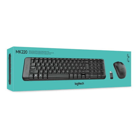 Logitech MK220, sada klávesnice s bezdrátovou optickou myší, US, 2.4 [Ghz], černá