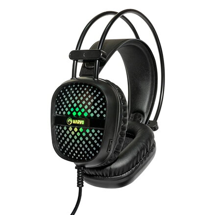 Marvo CM303, Sada klávesnice s herní myší a sluchátky, US, herní, membránová typ drátová (USB), černo-stříbrná, podsvícená