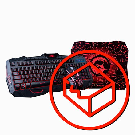 Marvo KM400, Sada klávesnice s herní myší a podložkou, US, herní, membránová typ drátová (USB), černá, podsvícená, poškozený obal