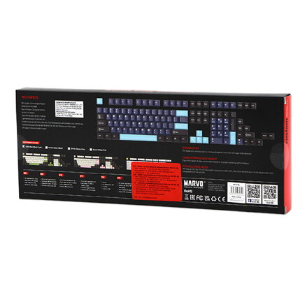 Marvo sada vyměnitelných kláves, PBT Keycap set KP-01 US, modrá