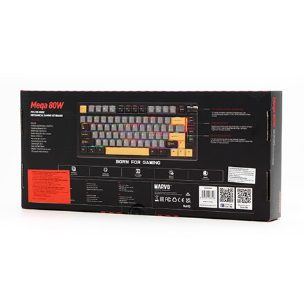 Marvo MEQA 80W, klávesnice US, Tri-mode, mechanická, RGB