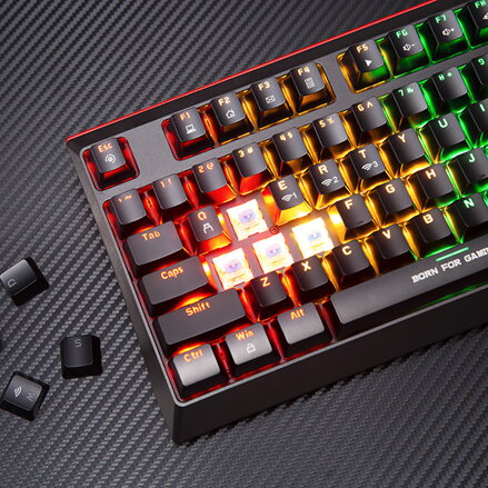 Marvo HECATE 61WR, klávesnice US, herní, Tri-mode, černá, mechanická, Rainbow podsvícení, červené spínače