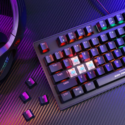 Marvo KG901, Klávesnice CZ/SK, herní, modré spínače typ drátová (USB), černá, mechanická, podsvícení