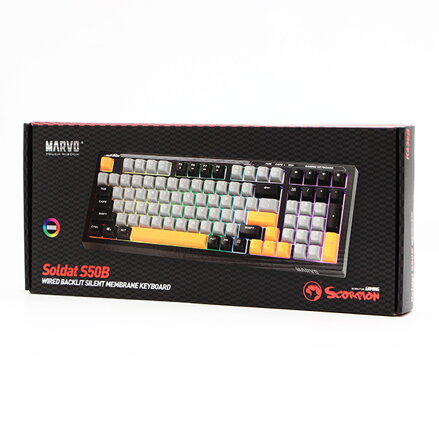 Marvo K638B, klávesnice US, herní, drátová (USB), černá, podsvícení