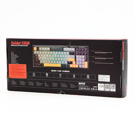 Marvo K638B, klávesnice US, herní, drátová (USB), černá, podsvícení