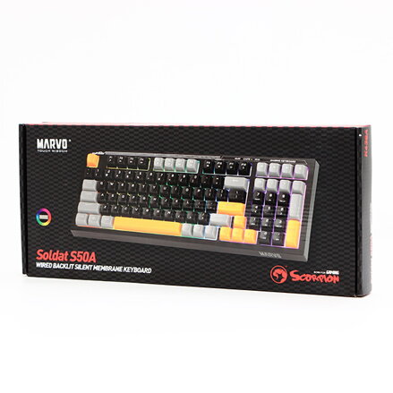Marvo K638A, klávesnice US, herní, drátová (USB), černá, podsvícení