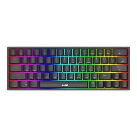 Marvo SHOGO 63, klávesnice US, herní, drátová (USB), černá, mechanická, podsvícení