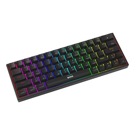 Marvo SHOGO 63, klávesnice US, herní, drátová (USB), černá, mechanická, podsvícení