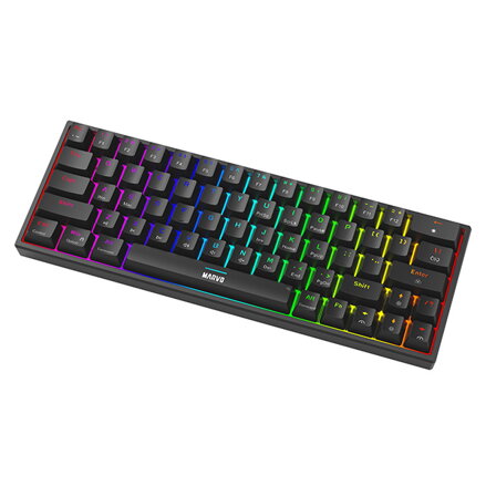 Marvo SHOGO 63, klávesnice US, herní, drátová (USB), černá, mechanická, podsvícení