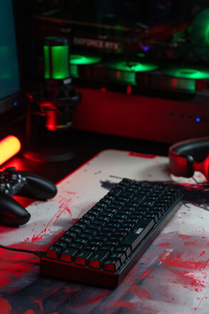 Marvo SHOGO 63, klávesnice US, herní, drátová (USB), černá, mechanická, podsvícení