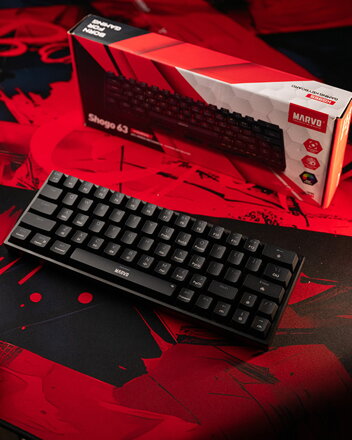 Marvo SHOGO 63, klávesnice US, herní, drátová (USB), černá, mechanická, podsvícení