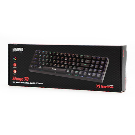 Marvo SHOGO 78, klávesnice US, herní, drátová (USB), černá, mechanická, podsvícení